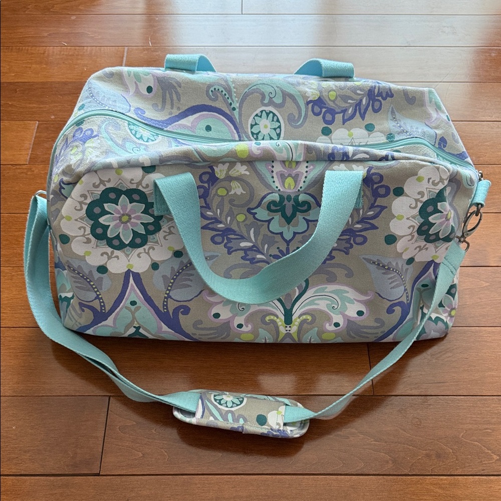 Pottery Barn Teen Paisley Travel Duffel in Aqua and Lavender